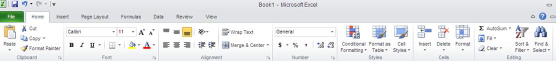 Excel 2010 Environment (File Button (Tab), Ribbon, and Quick Access Toolbar)